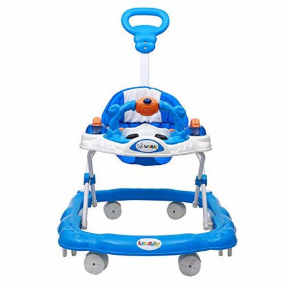 Love Baby Ultra Soft Seat Baby Activity Walker with Wheel, Adjustable Height and Musical Tray and Toys blue - MRGTOYS