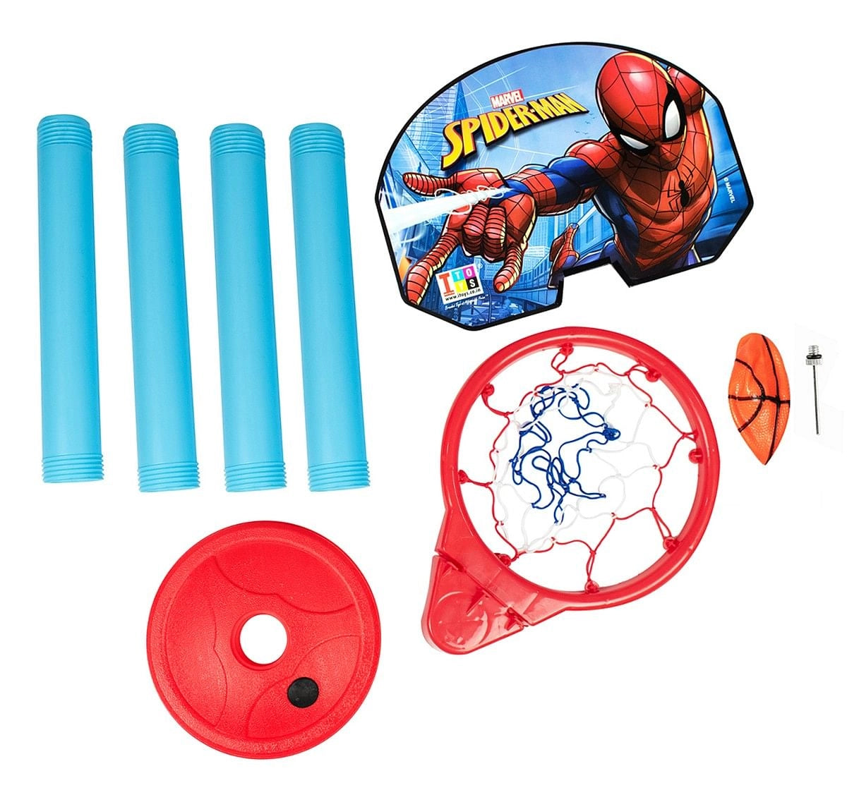 IToys Marvel Spiderman shooting champ basket ball set, standing basket ball for growing kids, 3Y+(Multicolour)