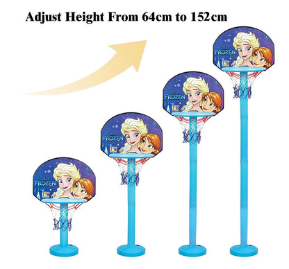 IToys Disney Frozen shooting champ basket ball set, standing basket ball for growing kids, 3Y+(Multicolour)
