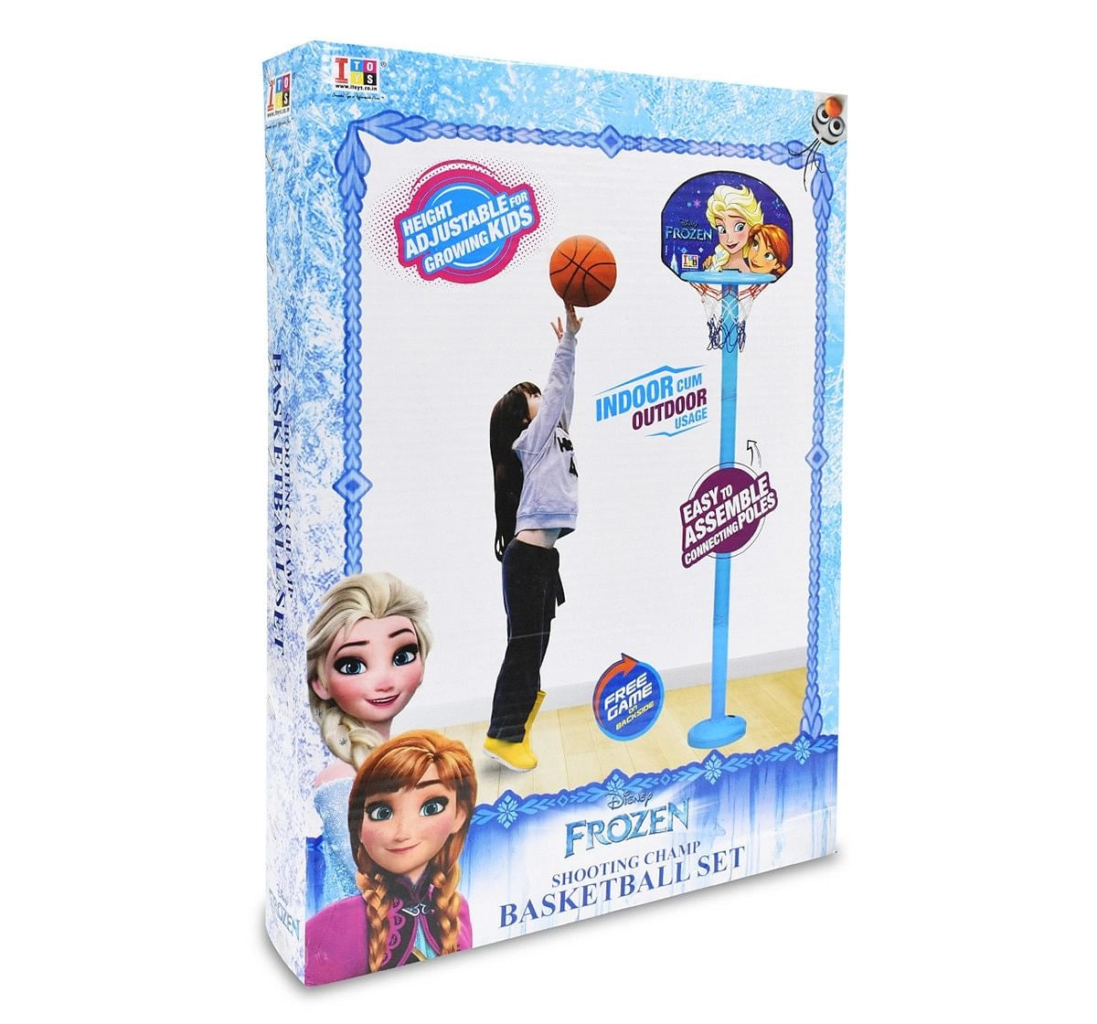 IToys Disney Frozen shooting champ basket ball set, standing basket ball for growing kids, 3Y+(Multicolour)