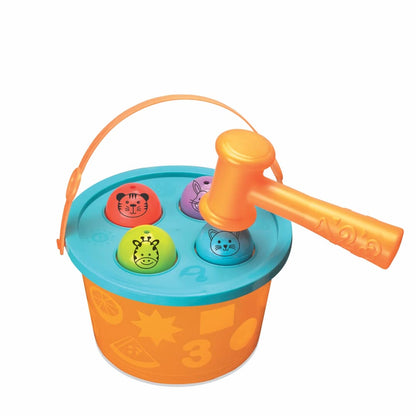 Toymate Hammering Fun - 4 Balls & 1 Basket Knock Pounding Fine Motor and Dexterity Skills Early Educational Montessori Toy Set for Kids