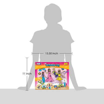 Imagimake Window Art - Princess - 16 Pieces Glass Painting Set - Princess, Mermaid, Unicorn Designs - Craft Kit for Girls 5 Years & Above GAMES