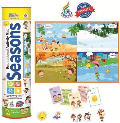 Ratnas Seasons Educational Activity Mat - Multicolor  Seasons Activity Mat ( 91 cms X 66 cms Jumbo Mat) with 12 Both Sides Printed Flash Cards & 25 Different eva Cutouts
