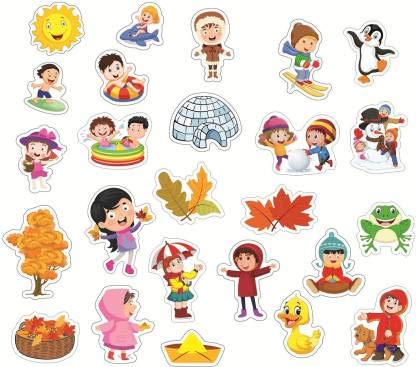 Ratnas Seasons Educational Activity Mat - Multicolor  Seasons Activity Mat ( 91 cms X 66 cms Jumbo Mat) with 12 Both Sides Printed Flash Cards & 25 Different eva Cutouts