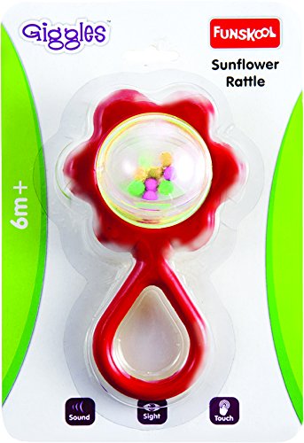 Giggles - Sunflower Rattle , Colourful rattle for New Born Baby, Stimulates Senses,Rattling sound, 6 months & above, Infant Toys