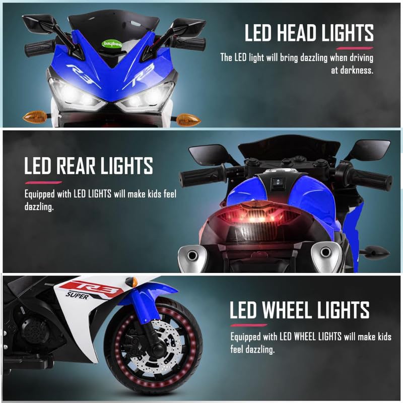 Children's Toy Bike R3: Rechargeable Battery-Powered Ride-On for Boys and Girls | Electric Ride-On for Kids [Ages 2 to 5, Large Size - Blue