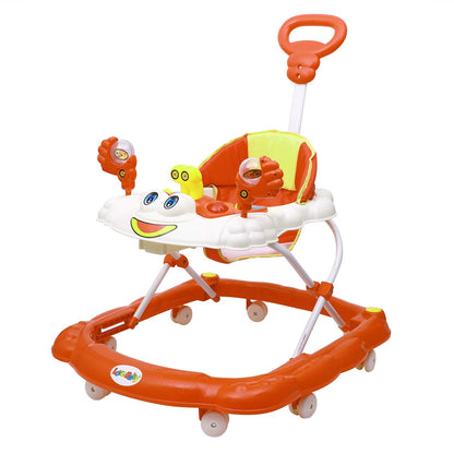 Love Baby Ultra Soft Seat Baby Activity Walker with Parental Control Handle, Adjustable Height and Musical Tray and Toys  (Orange) - MRGTOYS