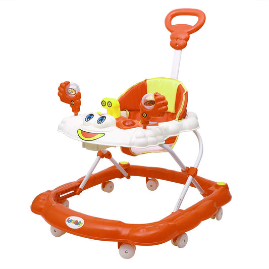 Love Baby Ultra Soft Seat Baby Activity Walker with Parental Control Handle, Adjustable Height and Musical Tray and Toys  (Orange) - MRGTOYS