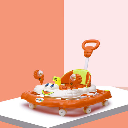 Love Baby Ultra Soft Seat Baby Activity Walker with Parental Control Handle, Adjustable Height and Musical Tray and Toys  (Orange) - MRGTOYS