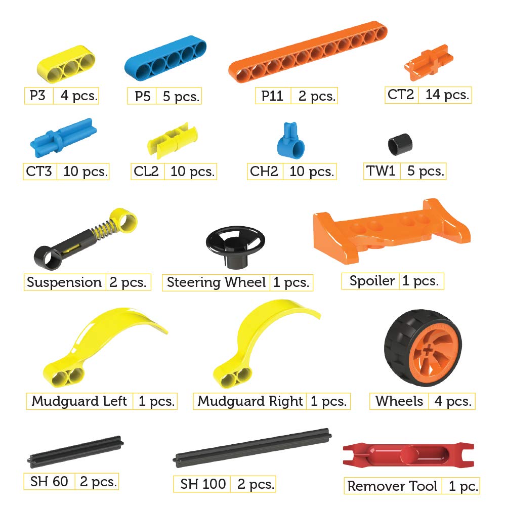 BLIX - Cars - 2 DIY, Educational, Learning, Stem, Building and Construction Toys