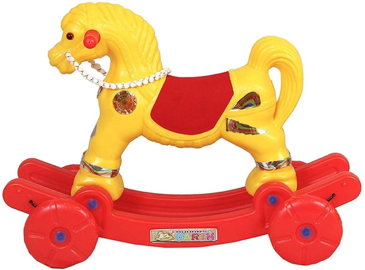 Baby Toy Horse CHETAK Rider / Rocker with footrest Cart Non Battery Operated Ride On( multicolor) - MRGTOYS