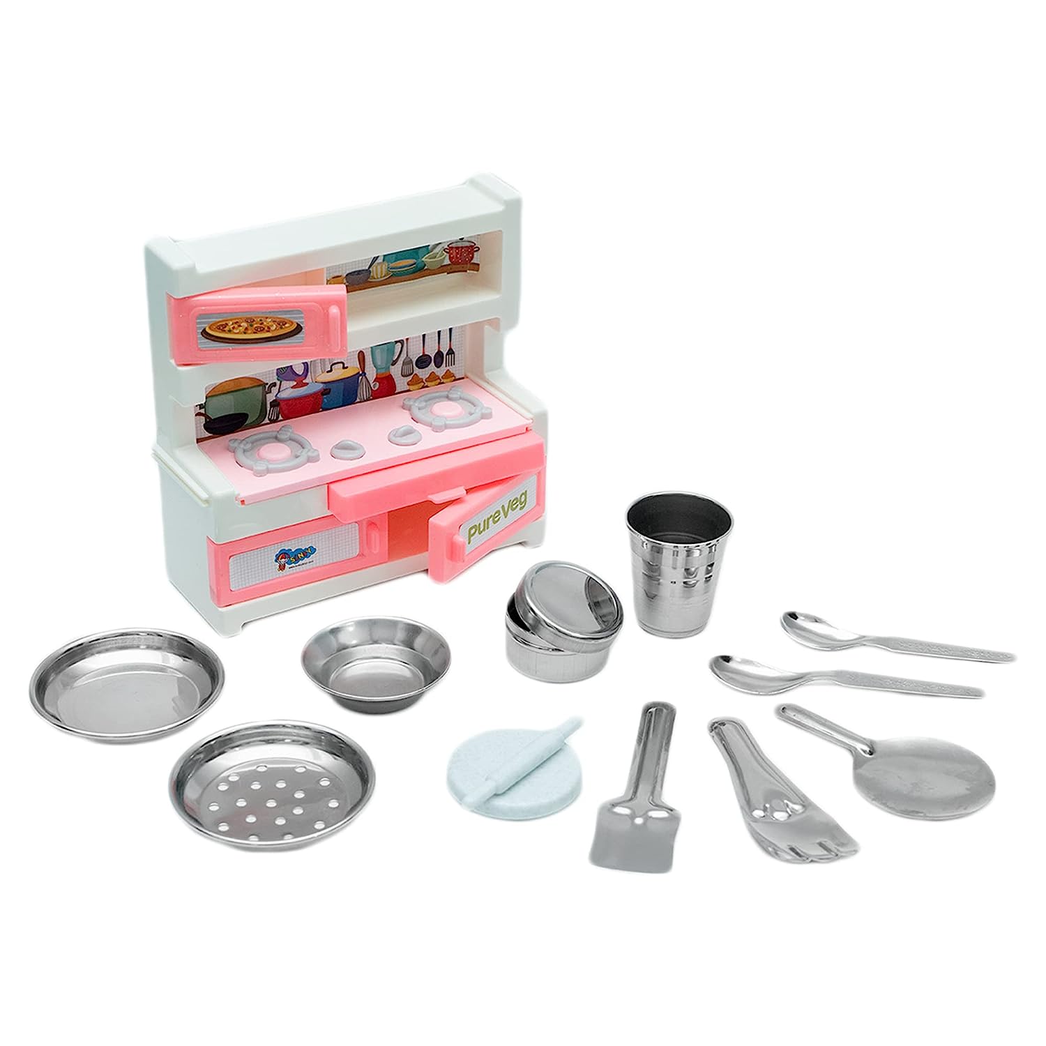 Kitchen Set for Kids.A Perfect Roleplay Pretend Play Kitchen Play Set for Kids (Pure Veg Big Kitchen Set) - MRGTOYS