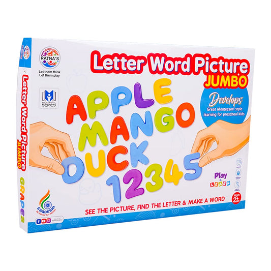 Ratnas Educational Letter Word Picture Jumbo Size Alphabets & Numbers for Kids to See The Picture, Find The Letter & Make The Word