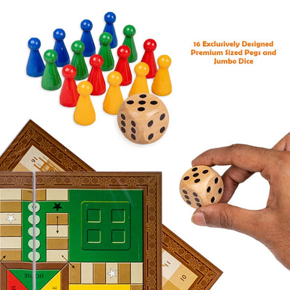 Toysbox Grand Ludo and Snakes & Ladders Board Game with Jumbo Size Wooden Dice to Play with Kids and Adults