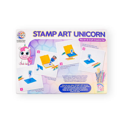 Ratna's Stamp Art Unicorn Theme, Art & Craft Creative Fun for Kids - Stamping & Colouring Set DIY Kit for Boys & Girls - MRGTOYS