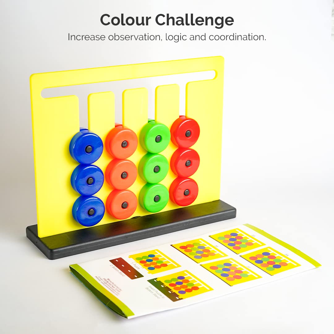 RATNA'S Colour Challenge Montessori Slide & Match Puzzles - Brain Game for Kids | Fun and Colourful Pattern Making Activity Toys | Early Development and Learning Kids Toys for 3+ Years