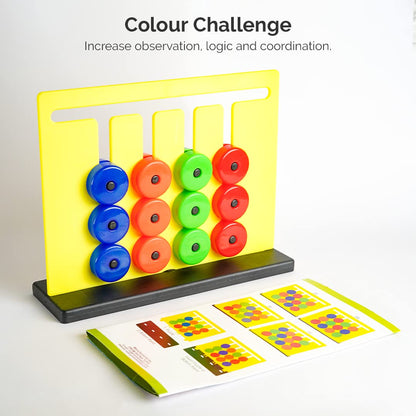 RATNA'S Colour Challenge Montessori Slide & Match Puzzles - Brain Game for Kids | Fun and Colourful Pattern Making Activity Toys | Early Development and Learning Kids Toys for 3+ Years