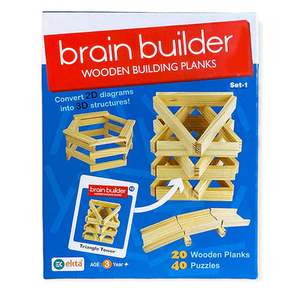 Ekta Brain Builder Wooden Building Planks Set 1, 3-D Puzzles for Kids