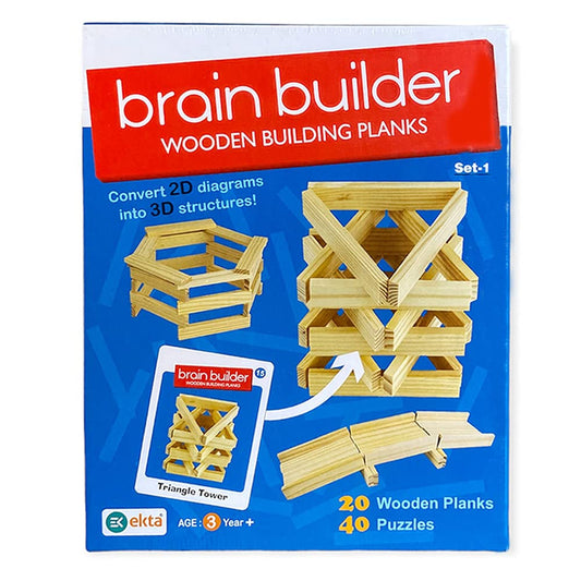 Ekta Brain Builder Wooden Building Planks Set 1, 3-D Puzzles for Kids