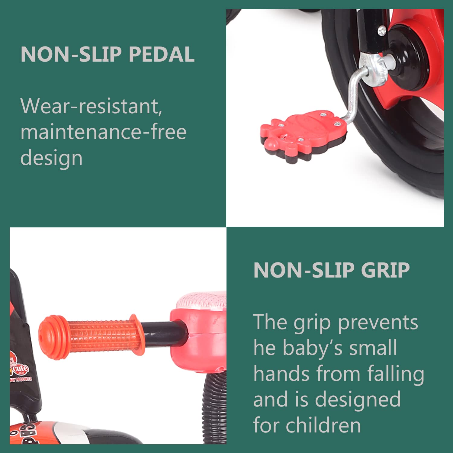 BABYCUTE Plug N Play Kids/Baby Tricycle for 12 Months to 48 Months, Cushion Seat and Seat Belt Boys, Girls, and Up to 30kg Carrying Capacity PIDGI TRICYCLE (Red) - MRGTOYS