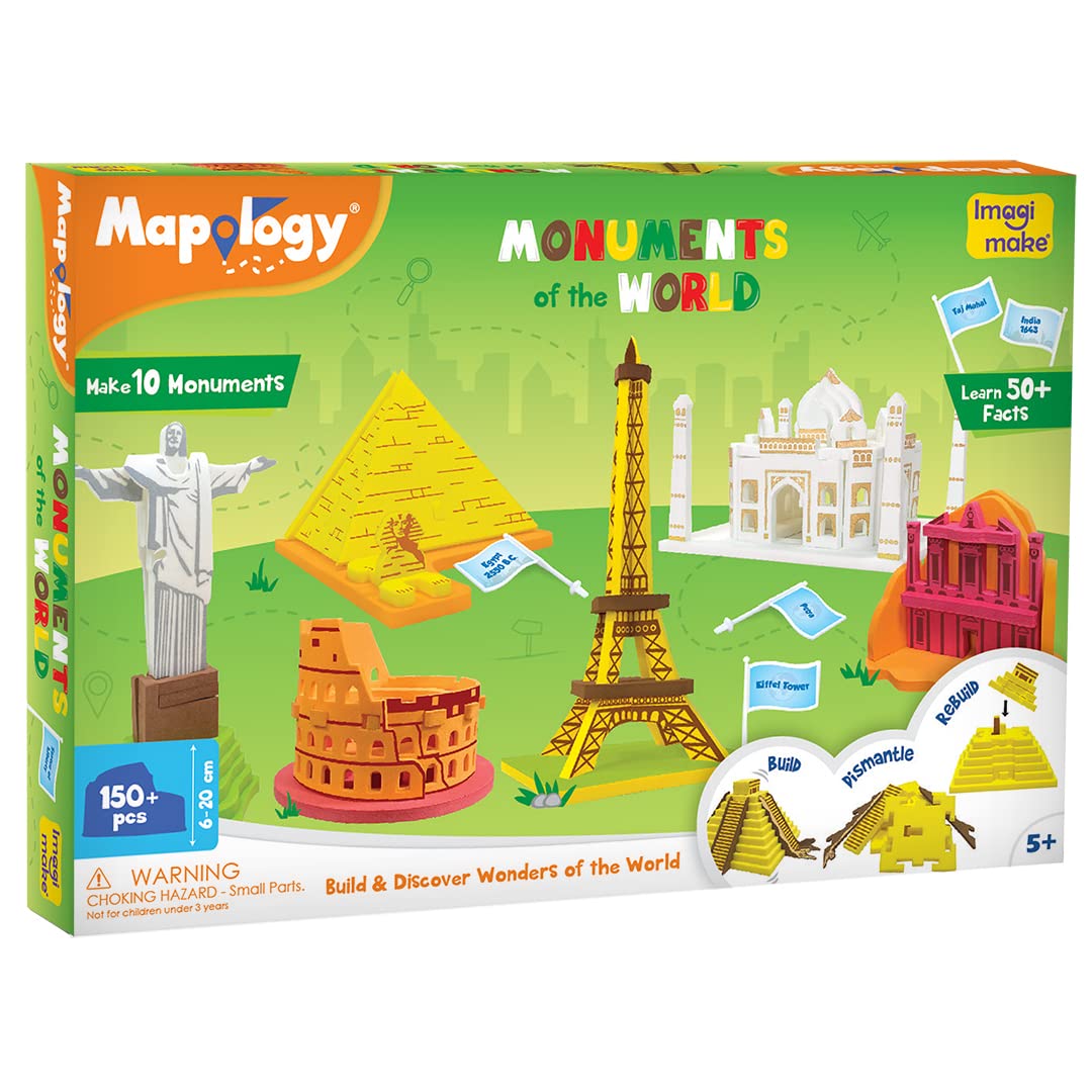 Imagimake Mapology - Monuments of The World Educational Toy and Learning Aid - Puzzles for Kids for Age 5 Years+ GAMES