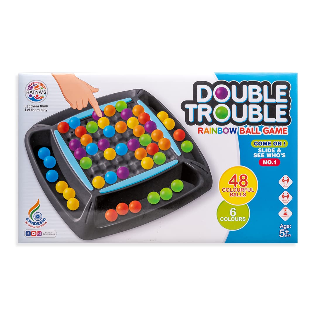 RATNA'S Double Trouble Colourful Rainbow Ball Matching Board Game for 2 to 4 Players Family Game