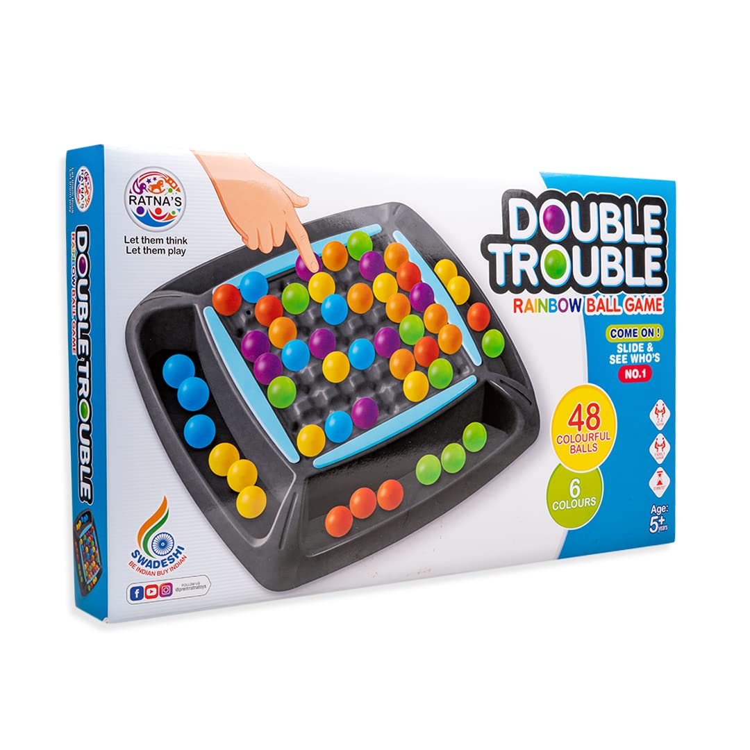 RATNA'S Double Trouble Colourful Rainbow Ball Matching Board Game for 2 to 4 Players Family Game