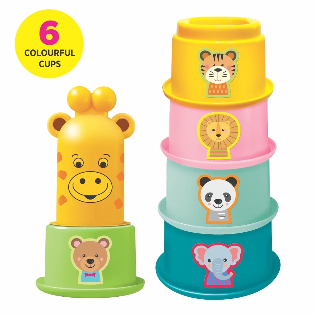 Toymate Baby’s Safari World - 17 pcs Ultimate Toddler Games Gifts Set - Stacking Cups, Nesting, Rolling - Montessori Fine Motor Skills for 1 Year & Above
