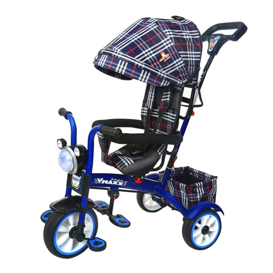 BABYCUTE Baby Tricycle for 2 Years to 5 Years | Tricycle for Kids 1 to 5 Years with Printed Canopy and Parent Push Handle (Light Blue) - MRGTOYS