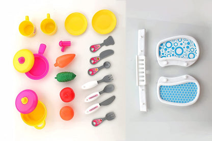 ADITI TOYS Plastic Luxury Kitchen Set Cooking Toy with Briefcase and Accessories || for Age - 3+Years Multicolor (26 pieces)