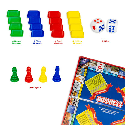 RATNA'S 2 in 1 Business and Chess Deluxe Board Game with Biscuit Coins for Kids - Develop Concentration and Brain Skills with Multicolor Paper and Plastic Set - Perfect Family Strategy Game for All Ages