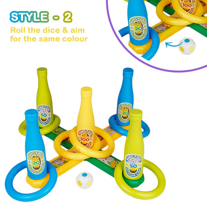 Ratna's 2 in 1 Colour Match Ring toss Jungle Print Target Game Set - Indoor & Outdoor Game for Kids