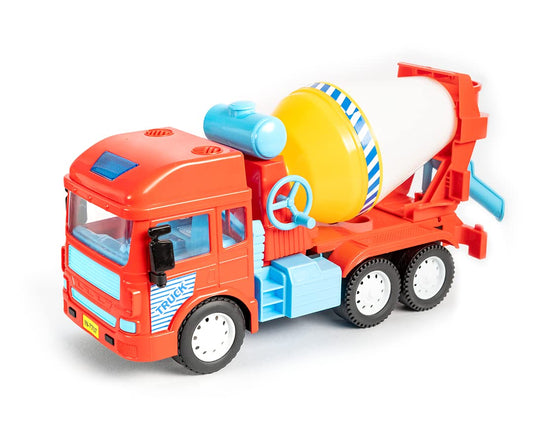 RATNA'S My First Wheels Toy Cement Mixer Truck Friction Powered Realistic Big Size Automobile Construction Engineering Plastic Toy Vehicle for Kids MIX COLOR