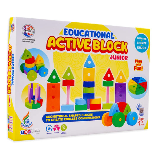 RATNA'S Building Block Toys for Kids.Age(2 to 6) Multicolour (Active Blocks Junior)