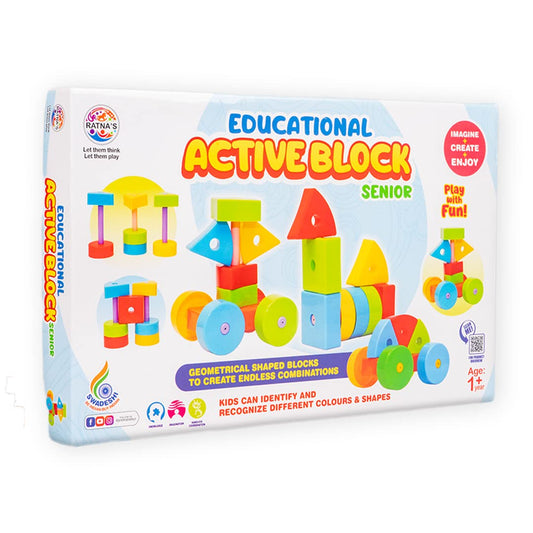 RATNA'S Building Block Toys for Kids.Age(2 to 6) Multicolour (Active Blocks Senior)