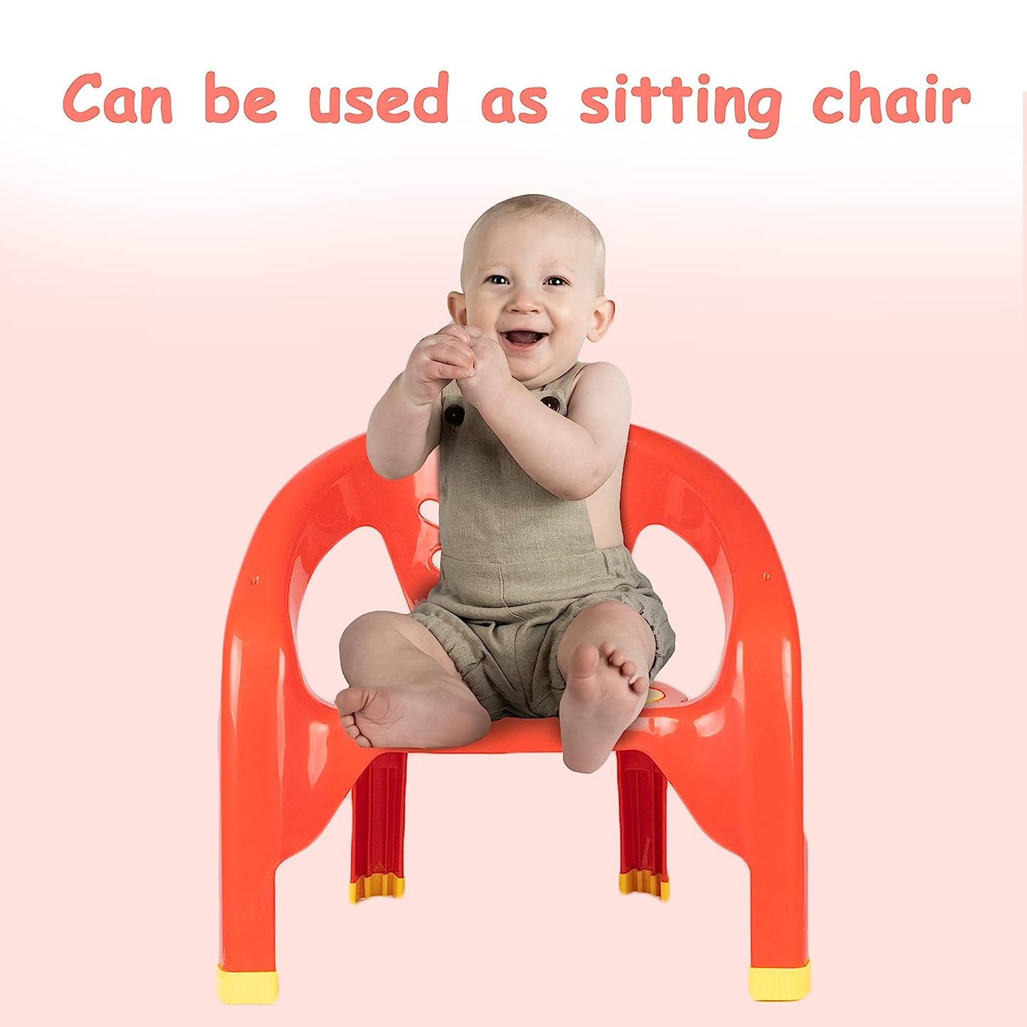 Soft Cushion Plastic OYO Baby Chair for Kids | Feeding Booster Seat with Removable Front Food and Safety Tray | Sturdy Plastic Portable Chairs can be used at Home, Schools for Boys and Girls Unisex 1 to 4 Years Babies and Toddlers (Red Colour) - MRGTOYS
