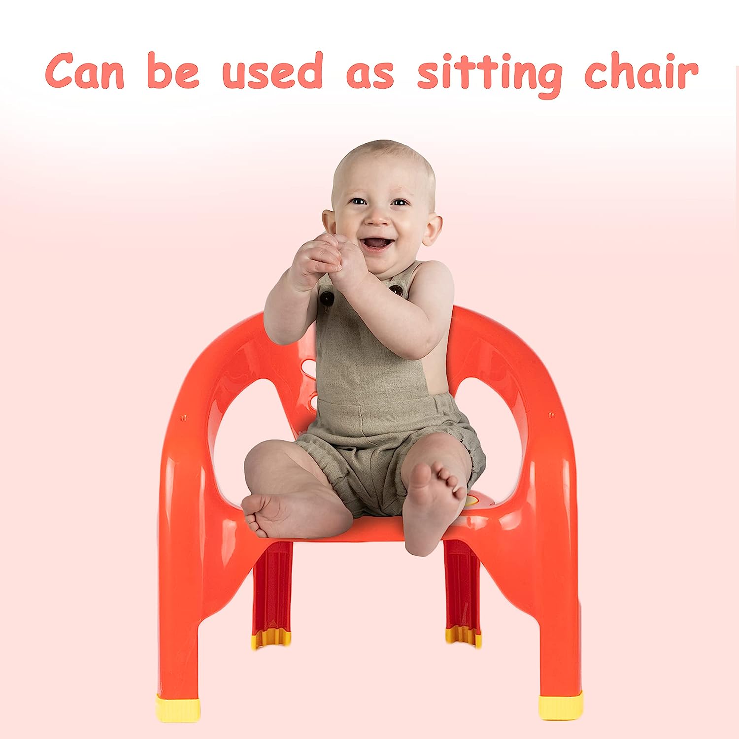 Soft Cushion Plastic OYO Baby Chair for Kids | Feeding Booster Seat with Removable Front Food and Safety Tray | Sturdy Plastic Portable Chairs can be used at Home, Schools for Boys and Girls Unisex 1 to 4 Years Babies and Toddlers (Red Colour) - MRGTOYS