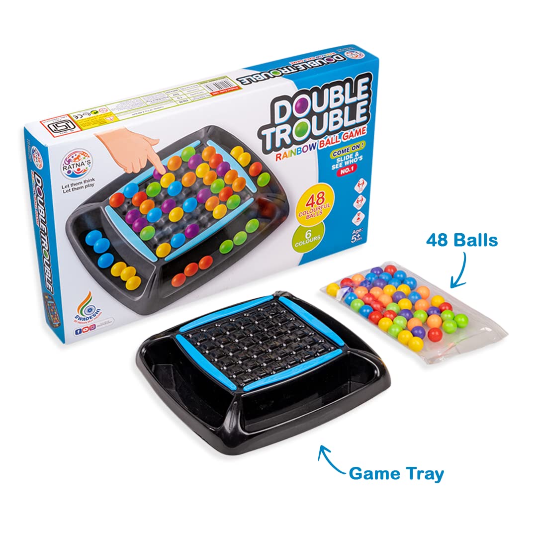 RATNA'S Double Trouble Colourful Rainbow Ball Matching Board Game for 2 to 4 Players Family Game