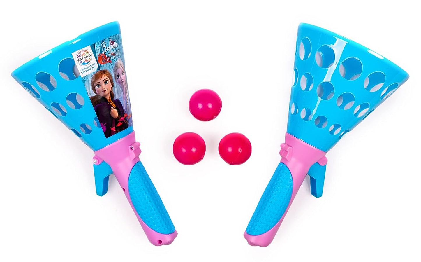 Ratna's Sky Ping Pong Disney Frozen Pop & Catch Plastic Click and Catch Twin Ball Indoor & Outdoor Game Toy Set for Boys & Girls
