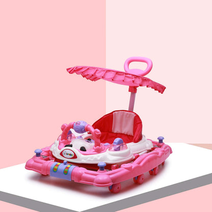 Love Baby Activity Walker for Kids with Canopy Adjustable Height Musical Tray and Light for 6 Months  Kids (Pink) - MRGTOYS