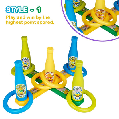 Ratna's 2 in 1 Colour Match Ring toss Jungle Print Target Game Set - Indoor & Outdoor Game for Kids