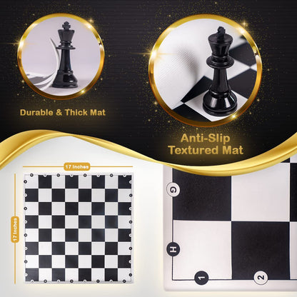 Ratna's Premium Tournament Chess Set 17" x 17" Rollable Matt Board for Mind challengers. Develops Concentration and Attention Span Building