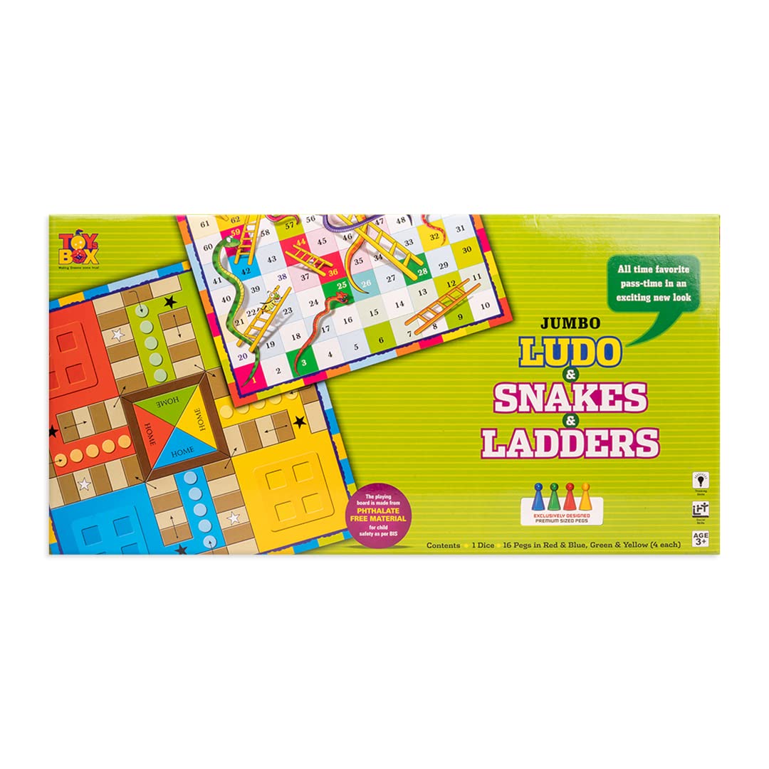 Toysbox Ludo and Snakes & Ladders Jumbo Classic Board Game to Play with Kids and Adults