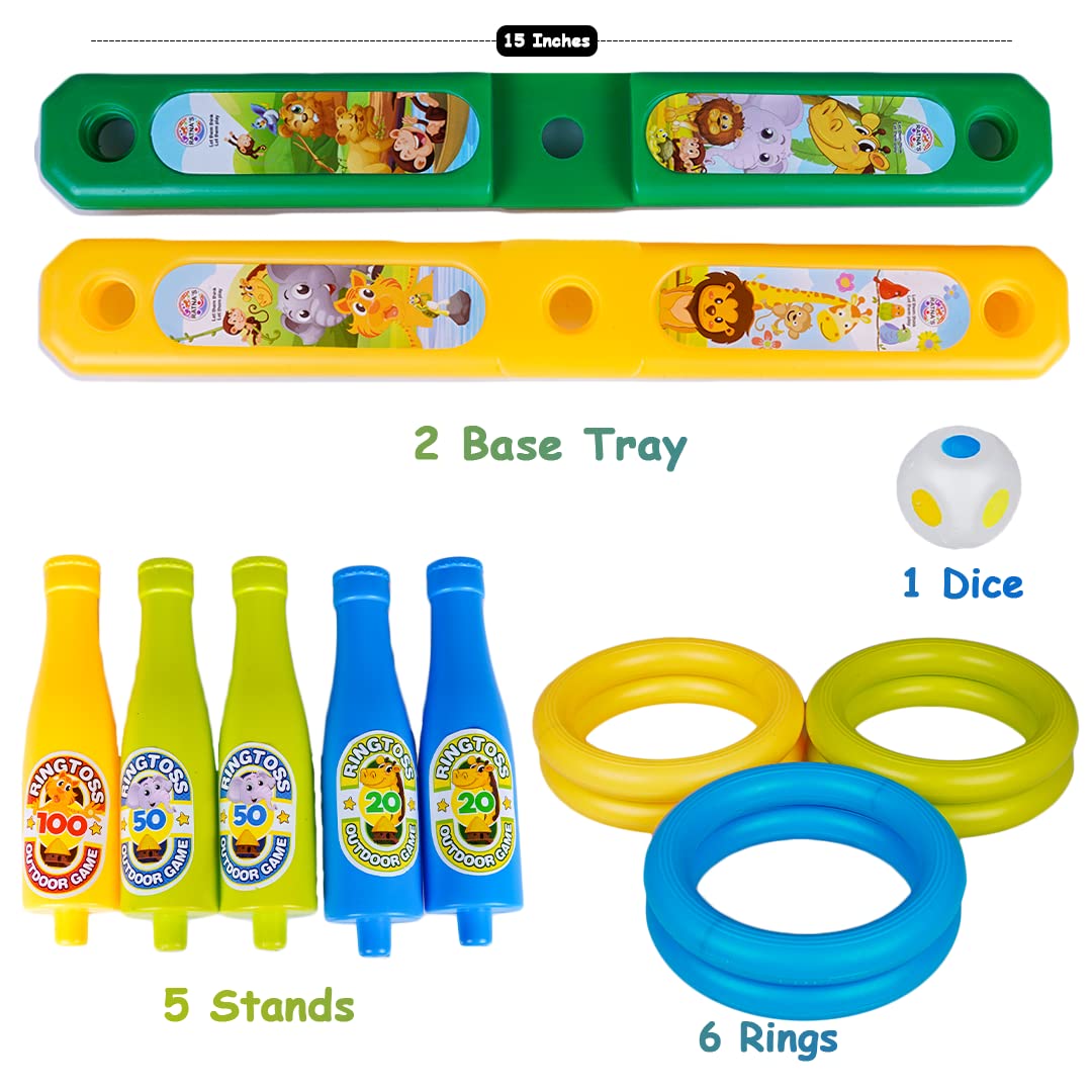 Ratna's 2 in 1 Colour Match Ring toss Jungle Print Target Game Set - Indoor & Outdoor Game for Kids