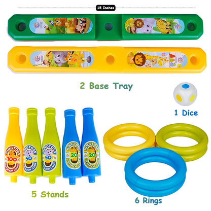 Ratna's 2 in 1 Colour Match Ring toss Jungle Print Target Game Set - Indoor & Outdoor Game for Kids