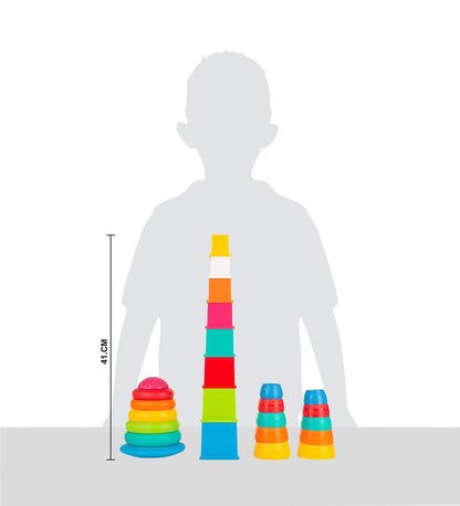 Giggles - Stack N Nest Toy , Multicolour 3 in 1 Gift Set, Develops Motor Skills , 6 Months & Above, Infant and Preschool Toys
