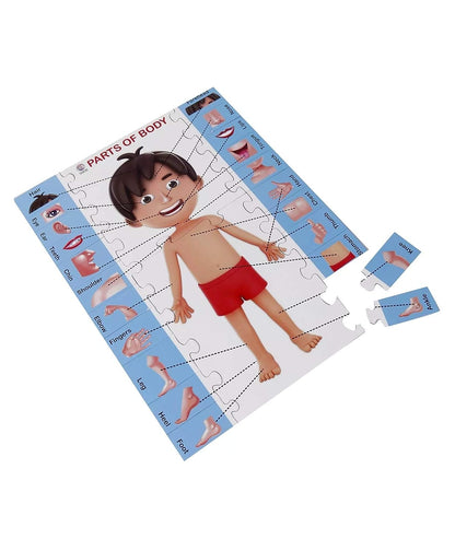 RATNA'S Parts of Body Jigsaw Puzzle for Kids with 2 in 1 Write and Wipe Board with Body Parts
