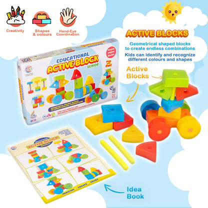 RATNA'S Building Block Toys for Kids.Age(2 to 6) Multicolour (Active Blocks Senior)