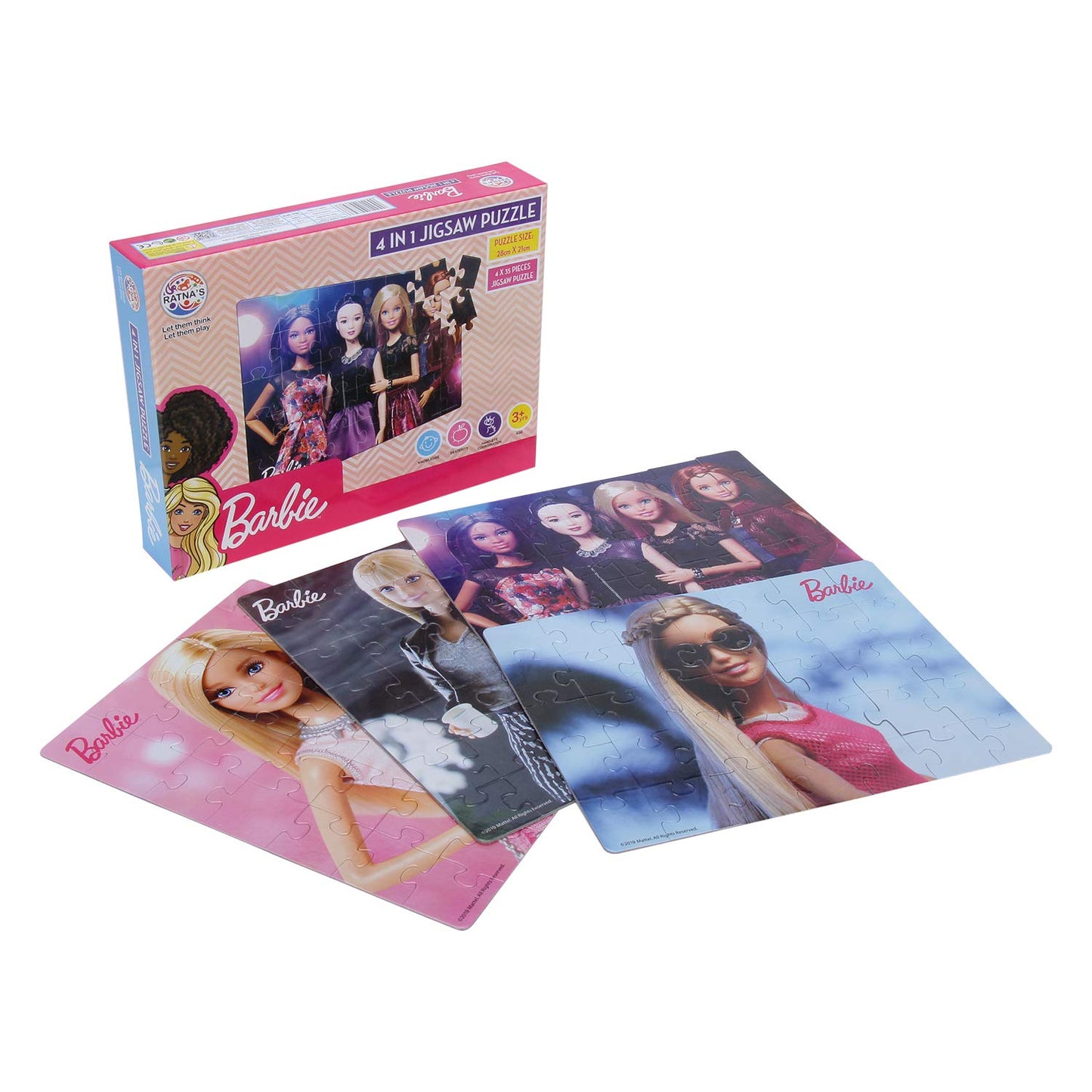RATNA'S Barbie Jigsaw 4 in 1. 4 Different Jumbo Jigsaw Puzzles for Girls