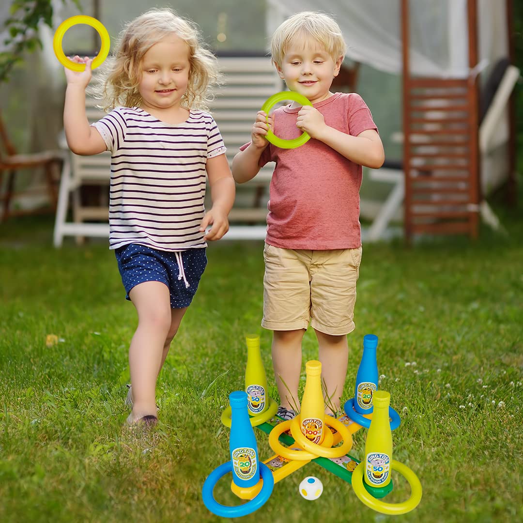 Ratna's 2 in 1 Colour Match Ring toss Jungle Print Target Game Set - Indoor & Outdoor Game for Kids
